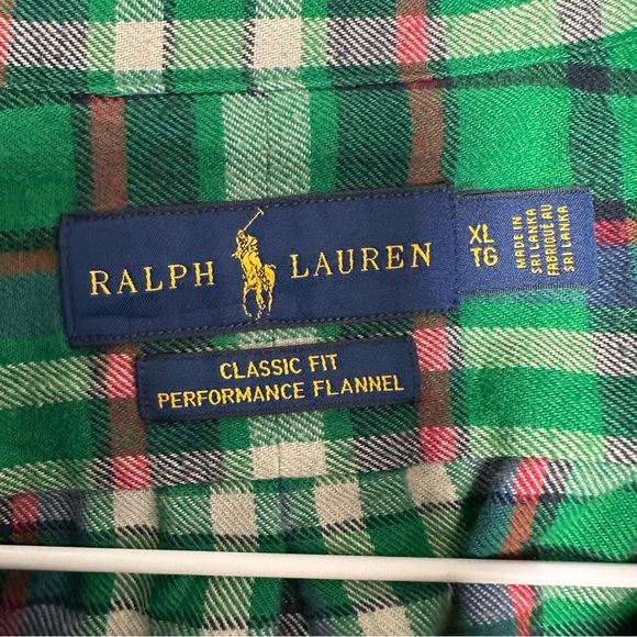 Ralph Lauren Green Plaid Men's Shirt classic fit performance flannel sz XL - Picture 9 of 9